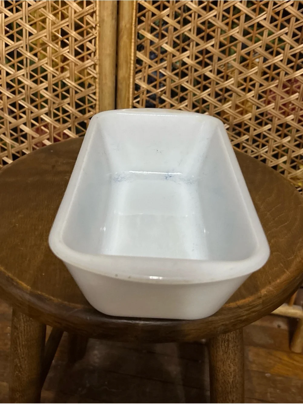 Vintage White Baking Dish with Blue Floral Pattern